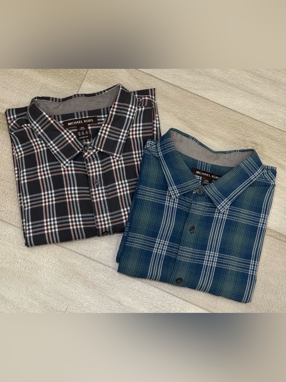 Michael Kors Men's Size XXL Plaid Button-Up
Long Sleeve Shirt Lot Of 2